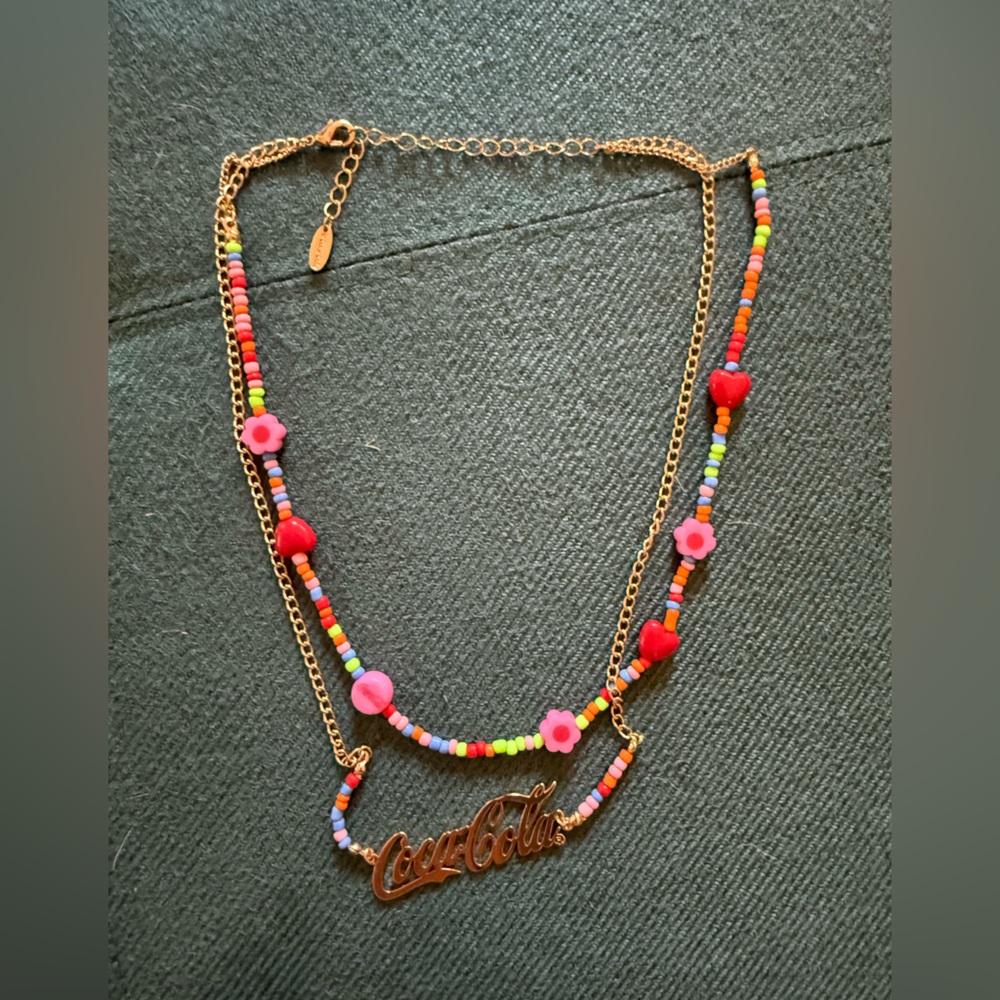 H&M Multicolor Beaded Necklace with Gold Chain